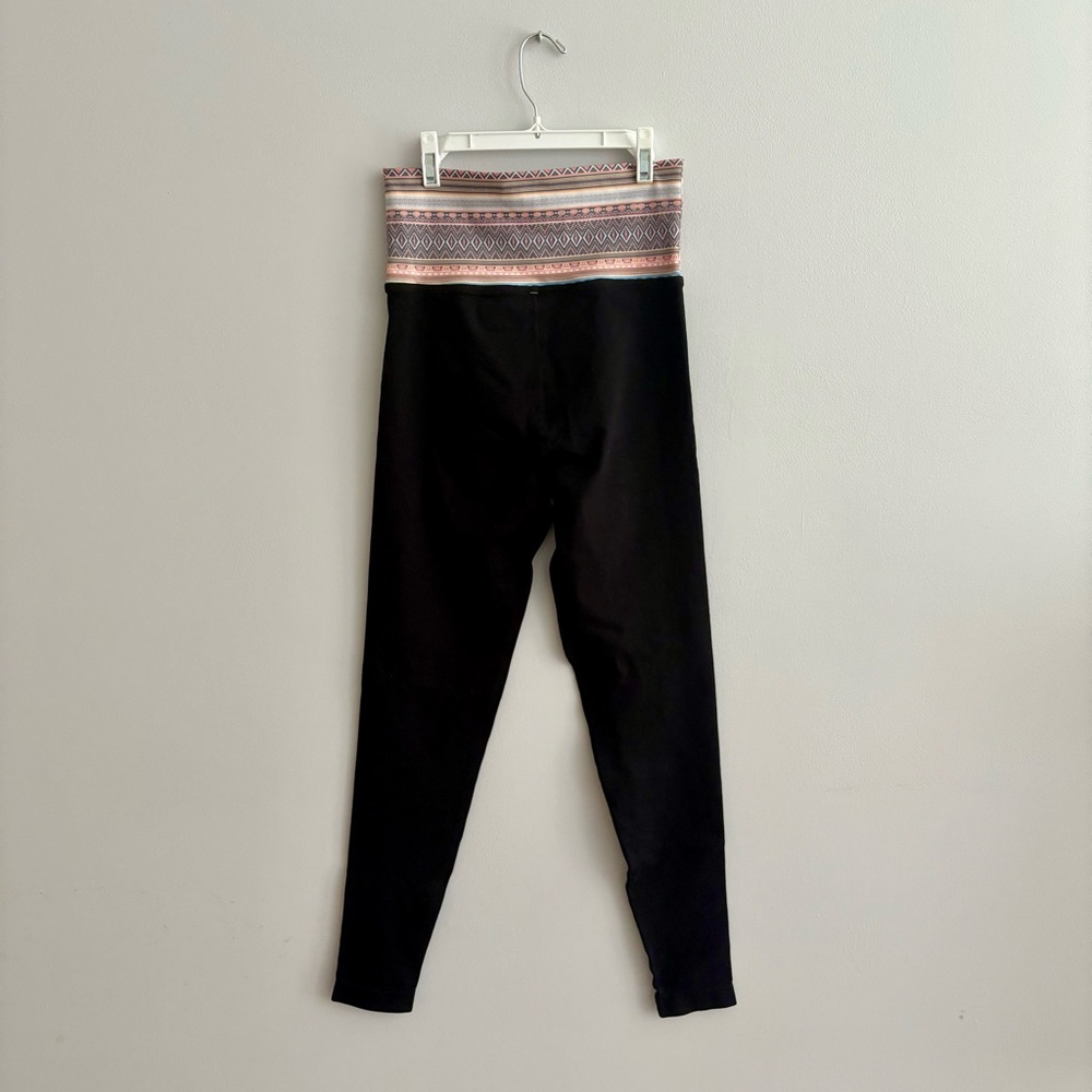 Nikibiki Black Yoga Pants with Patterned Waistband
